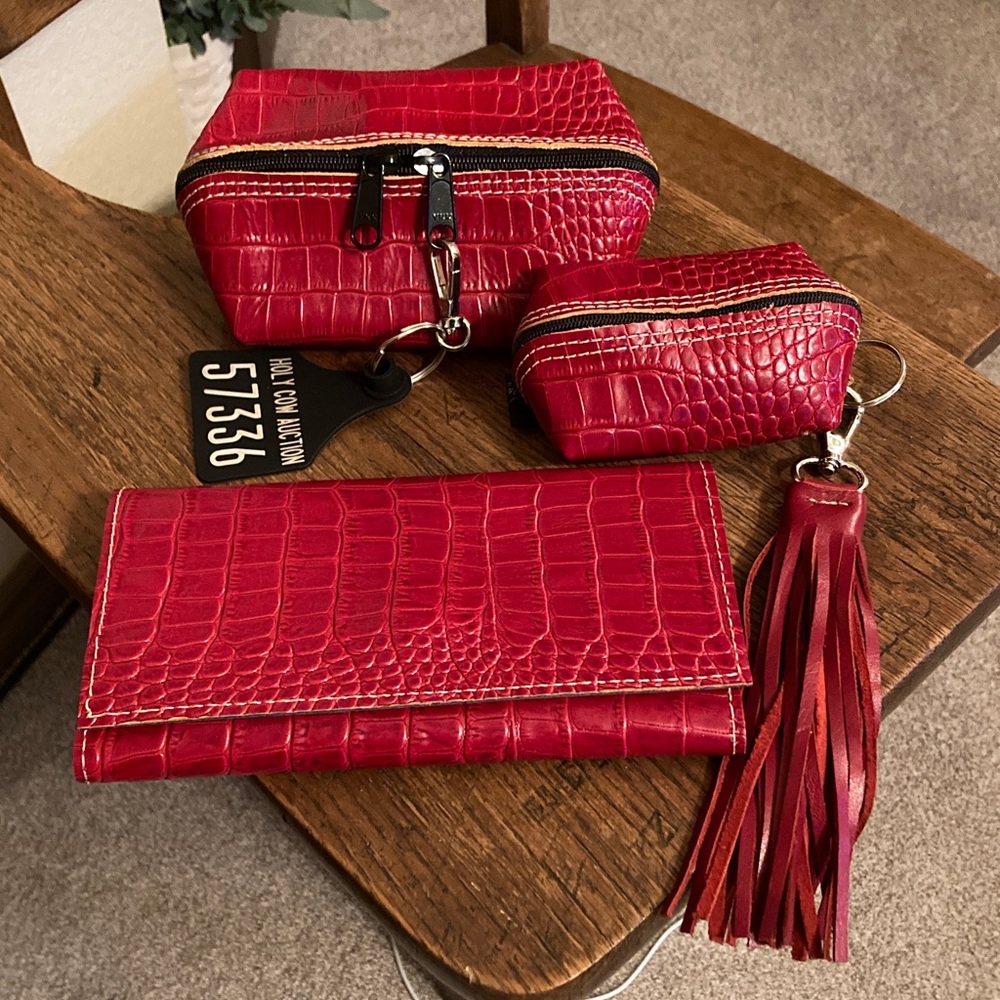 Holy Cow Couture Croc Bandit Wallet, Mini & Baby Buckaroo & Tassel Bundle w/DB